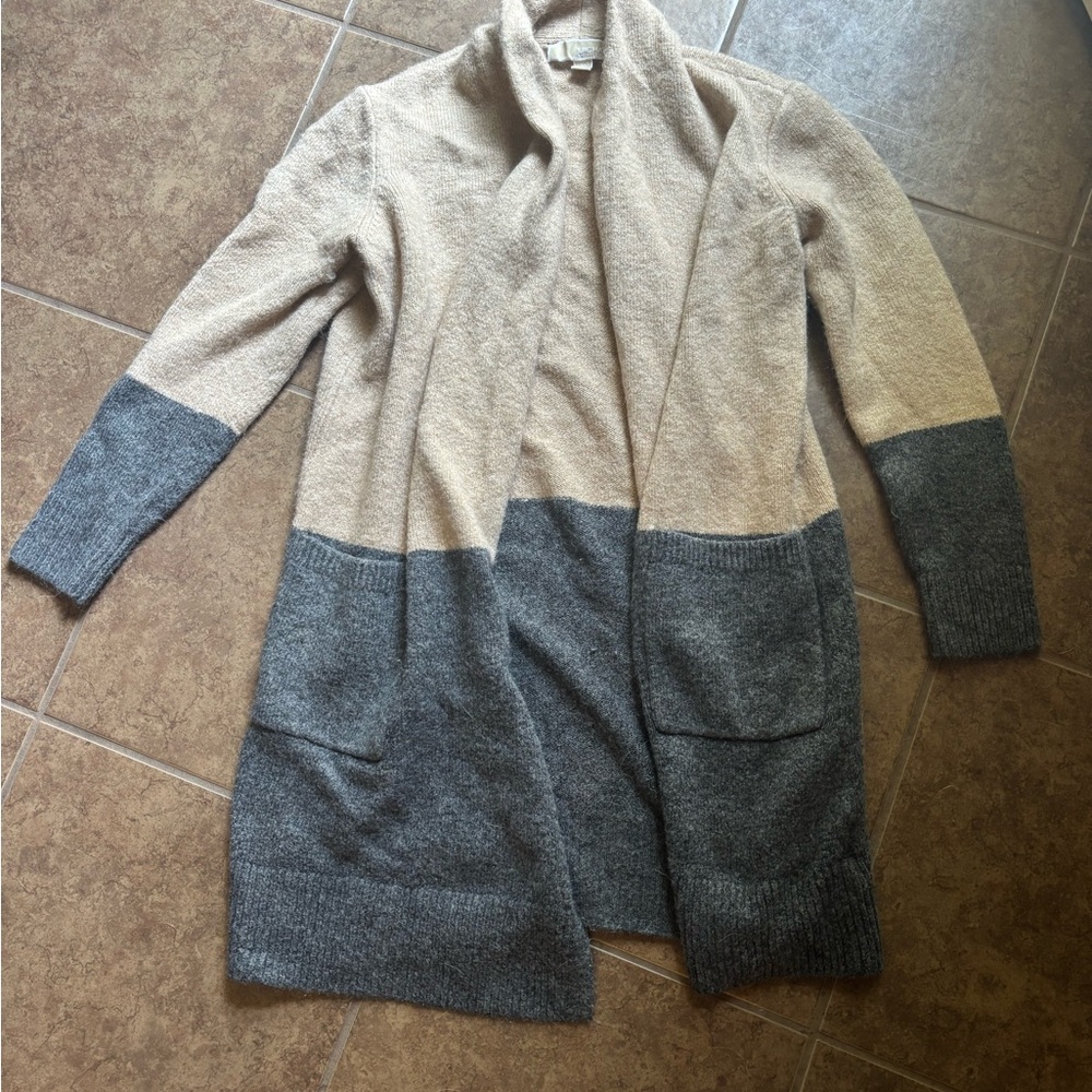 Michael Kors Beige and Gray Open Cardigan